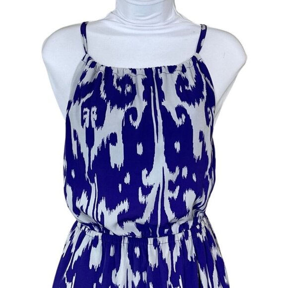 Athleta Ikat Bloom Purple & White Ripple Halter Maxi Dress Back Tie XXS - Picture 2 of 9